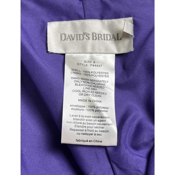 David's‎ Bridal Purple Satin Strapless Maxi Dress Sz 6 Bridesmaid Wedding Prom - Picture 4 of 11
